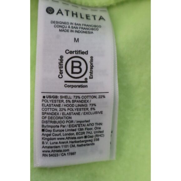 Athleta 473713062 Women Sz M Citron/Yellow Green Easy Fleece 1/2 Zip Hoodie - Picture 4 of 13